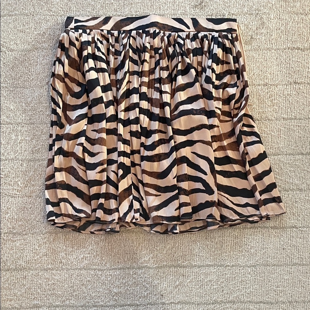 J. Crew Zebra Print Skater Skirt - Black and Tan